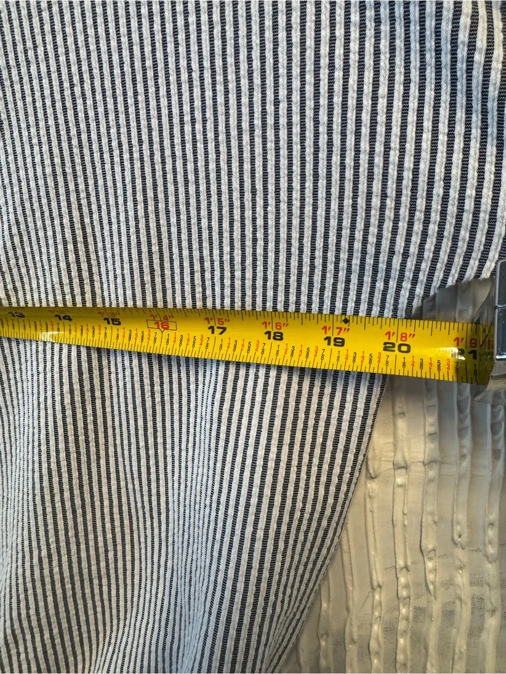 Michael Kors Blue and White Striped Tie-Hem Short Sleeve Top